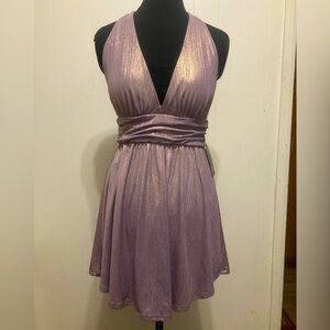 NWT Dusty Lilac Shimmer Halter Dress Wild Fable XS
